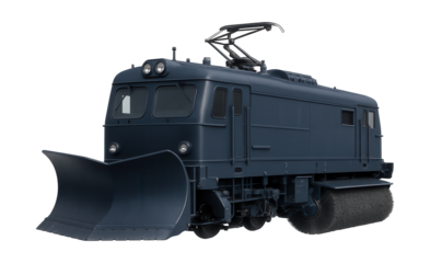 Versatile snow removal train with swapable plow and broom attachments.