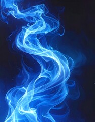 Glowing ethereal blue smoke twisting upwards on a dark background, evoking energy and mystery