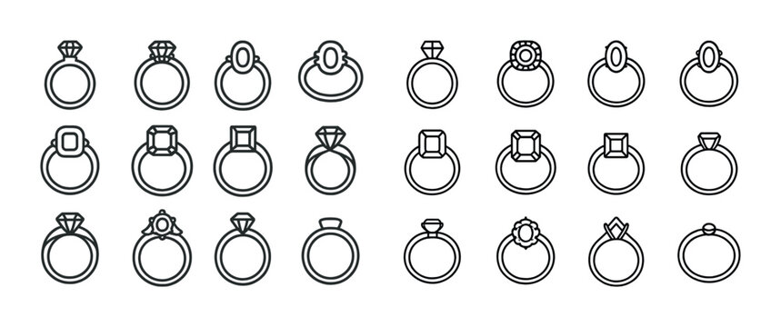 Variety of geometric engagement ring designs and settings