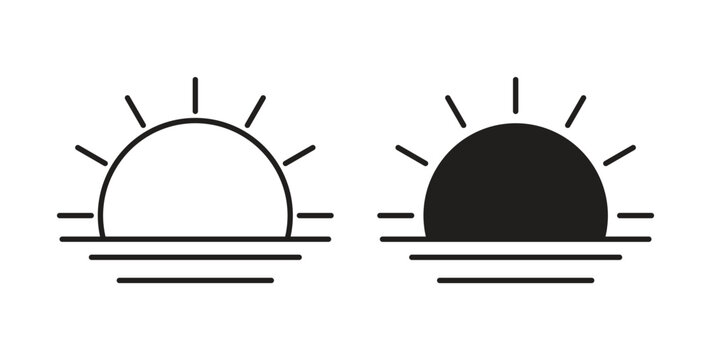 Sunrise icon line and filled style suitable for web and mobile application