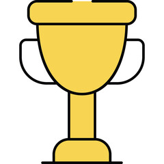 Golden Trophy Cup With Handles On A Tall Stem With A Wide Base In A Simple Flat Design Style Isolated On A Transparent Background Representing Victory And Achievement