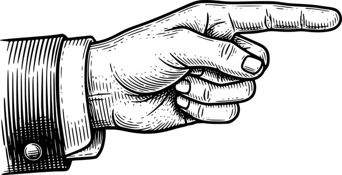 Detailed Vintage Hand Pointing Gesture