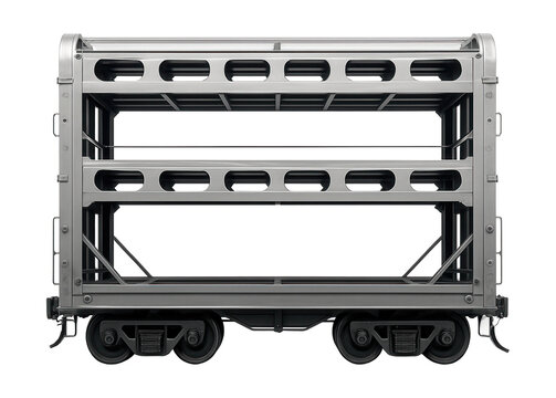 Two-level autorack featuring end loading ramps and secure latching systems.