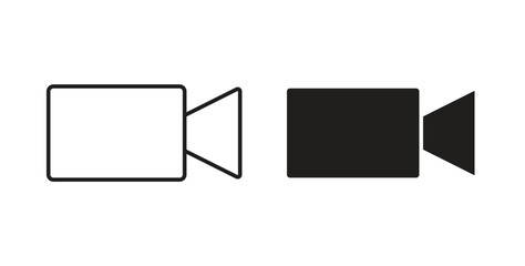 Video call icon line and filled style suitable for web and mobile application