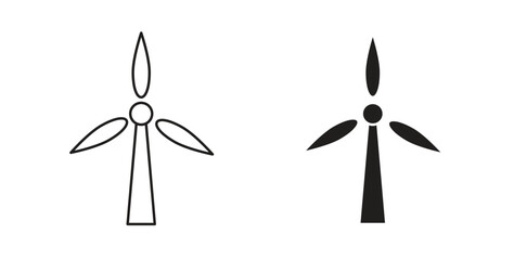 Wind turbine icon line and filled style suitable for web and mobile application