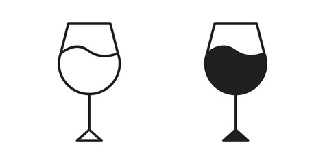 Wine glass icon line and filled style suitable for web and mobile application