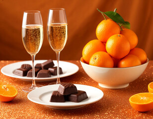 oranges, champagne and chocolate