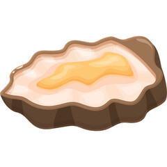 Illustration of a Fresh Oyster with Golden Roe on a Transparent Background Detailed and Colorful Seafood Cuisine Element