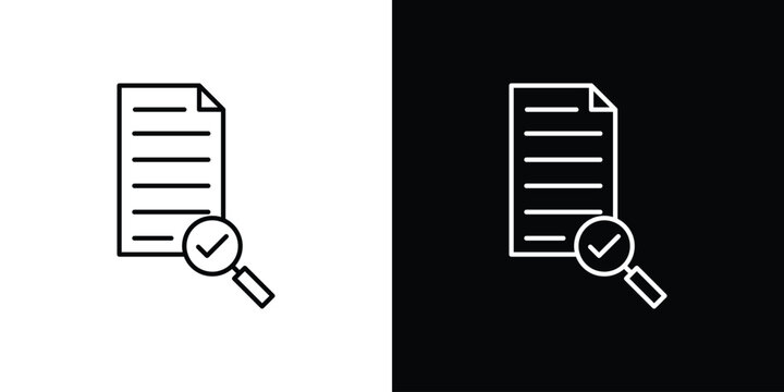 Audit icon outline set in black and white. thin line style.
