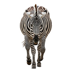 Naklejka premium Zebra with black and white stripes walking forward, cutout, PNG isolated on white or transparent background