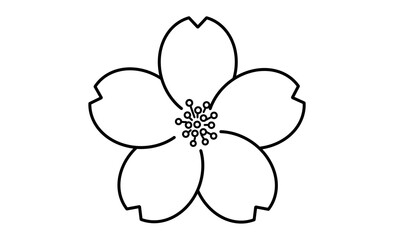 春の花・桜のモノクロイラストアイコン素材