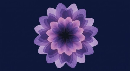 Abstract Floral Design: Layered Purple Petals on Dark Blue Background