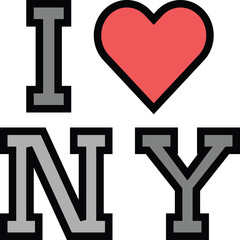 I Love New York Graphic Design With Red Heart Symbol And Bold Gray Letters Isolated On Transparent Background Simple Vector Art