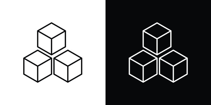 Ice icon outline set in black and white. thin line style.