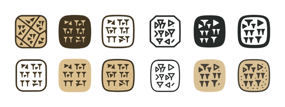 Ancient symbol collection in earth tones and black
