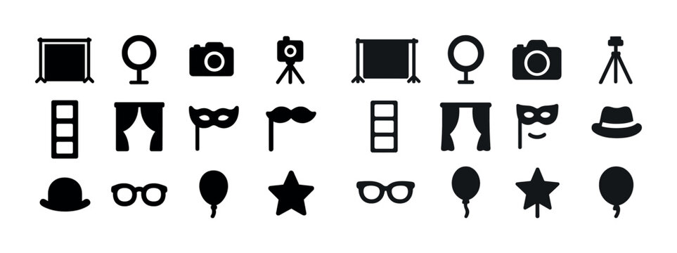 Photo booth props collection: masks, glasses, and more