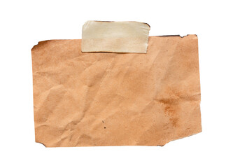 old burnt paper with paper tape isolated on white background