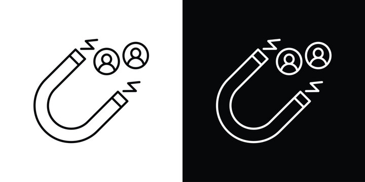 Lead generation icon outline set in black and white. thin line style.