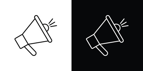Obraz premium Loud Speaker icon outline set in black and white. thin line style.