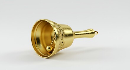 Golden bell isolated on white background for decoration and announcement