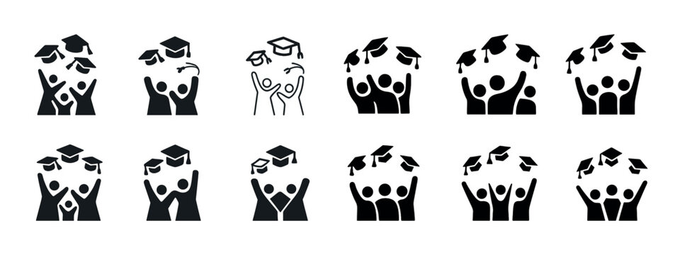 Graduation icons: diverse celebrations of academic achievement
