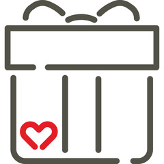 Gift Box Icon With Heart Detail Simple Outline Graphic Illustration Transparent Background Vector Art Minimalist Design