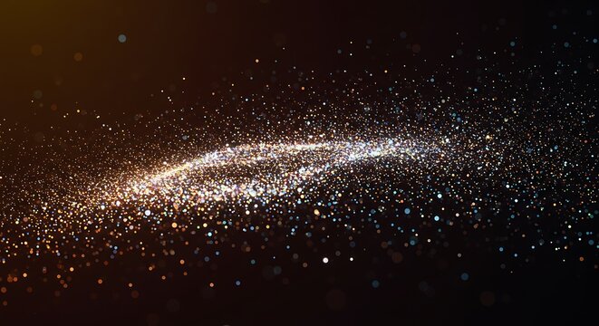 Glowing particles swirling in a dark background, creating a dynamic and abstract design