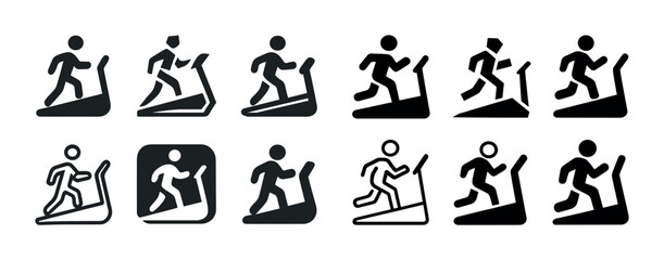 Treadmill icons: diverse running and walking symbols