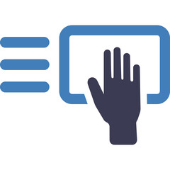 Obraz premium Iconographic Representation of a Hand Interacting with a Digital Interface on a Transparent Background Symbolizing Navigation or Input in Technology and User Experience Design
