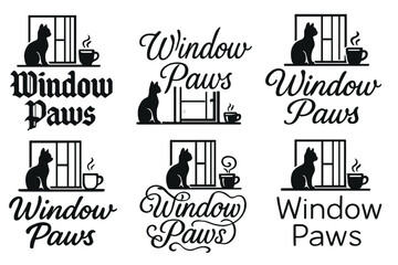Fototapeta premium Window Paws Styles. Window Paws. Create a calligraphy lettering illustration of the phrase: Window Paws.