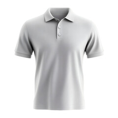Plain Light Gray Polo Shirt Mockup Front View 3D Rendering on transparent background