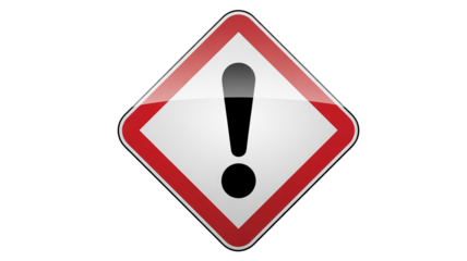 Be alert with this hazard warning sign isolated on transparent background, showing the need to pay attention and be aware of possible danger