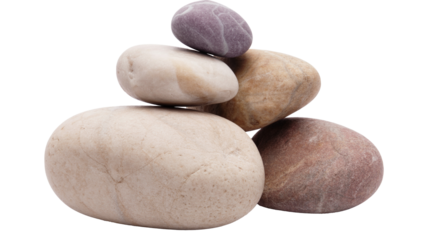 Tranquil stacked stones isolated on transparent background, promote mindfulness for zen gardens and spa retreats, inspiring peace