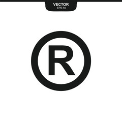 Registered trademark sign on white background. trademark copyright symbol.
