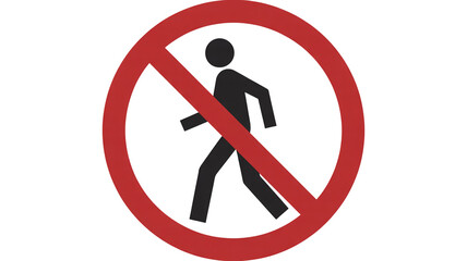 No pedestrian access icon isolated on transparent background, graphic for safety regulations and prohibited zones, clear and simple design element