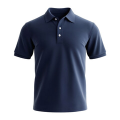 Plain Navy Polo Shirt Mockup Front View 3D Rendering on transparent background