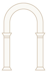 Columns and arches, vintage line drawing, wedding card elements
