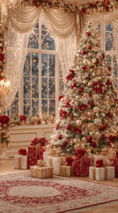 Elegant Christmas Tree and Gifts