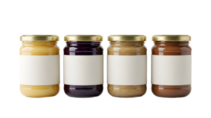 Four Jars Jam Nut Butter Mockup Black Background