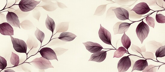 Elegant purple leaves on cream, autumnal design