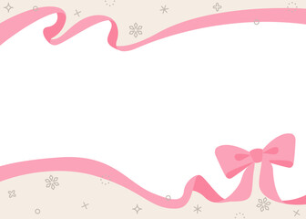 リボンのデコレーションフレーム、背景、雪の装飾