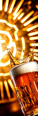 Golden beer splash background for wallpaper banner