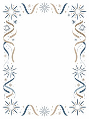 Festive Celebration Frame with Ribbons and Stars