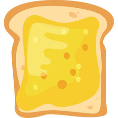 Golden Butter Spread on a Toasted White Bread Slice with a Transparent Background Ideal for Breakfast and Food Concepts
