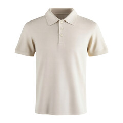 Plain Cream Polo Shirt Mockup Front View 3D Rendering on transparent background