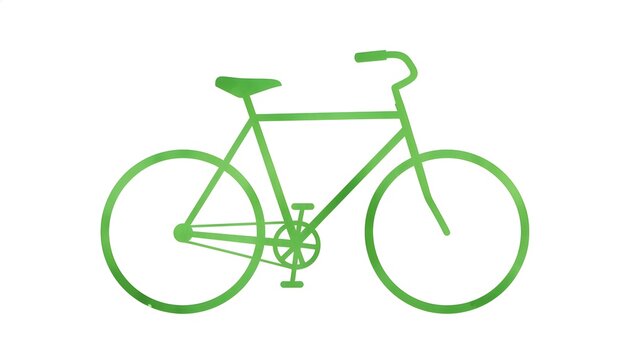 A simple, green bicycle outline, depicted against a clean, white background, showcasing its design. - Powered by Adobe