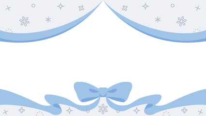 リボンのデコレーションフレーム、背景、雪の装飾、16:9サイズ