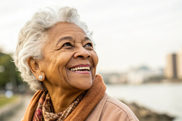 A smiling elderly woman. A nice middle-aged man. A happy event.