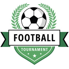 Obraz premium Football Tournament Championship Emblem With Laurel Wreath Soccer Ball Badge And Shield Elements