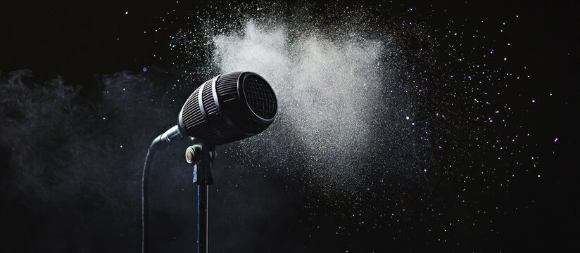 Vintage microphone captures a powerful performance under the spotlight